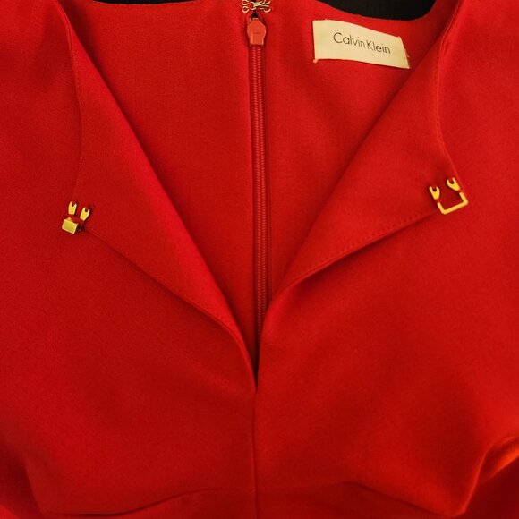 Calvin Klein Red A-Line Midi Dress - Picture 2 of 3